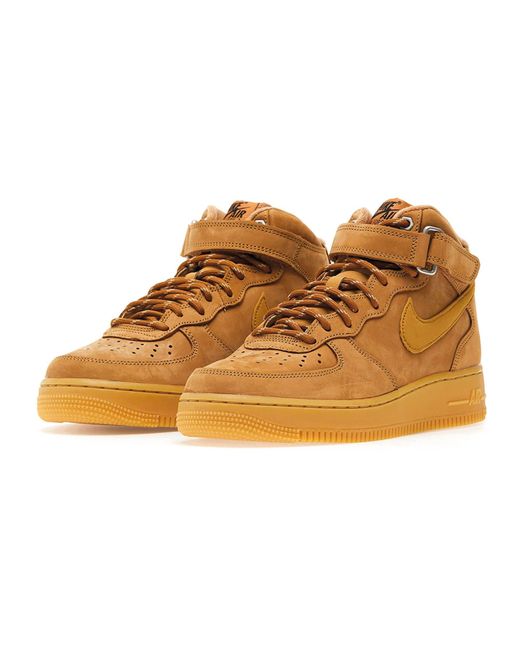 Nike Brown Air Force 1 Mid 07 Wb Mens Fashion Trainers In Wheat - 9 Uk for men