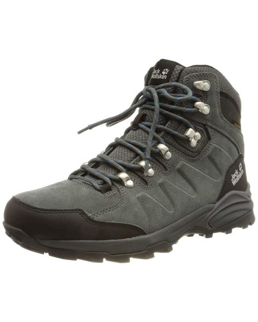 Jack Wolfskin Suede Refugio Texapore Mid M Hiking Shoe in Grey/Black