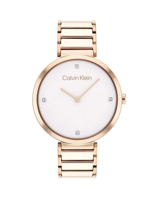 Orologio Analogico al Quarzo da Donna con Cinturino in Acciaio Inossidabile Color Oro Rosa - 25200135 di Calvin Klein in Metallic