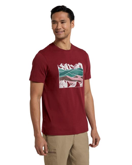 Linear Mountain T-Shirt en Coton Biologique Bordeaux XL Mountain Warehouse pour homme en coloris Red