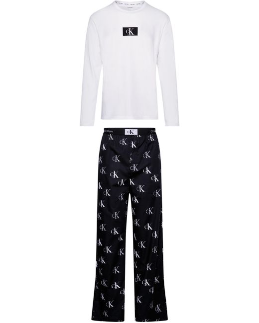 Calvin Klein L/s Broek Set Pyjama in het Black voor heren