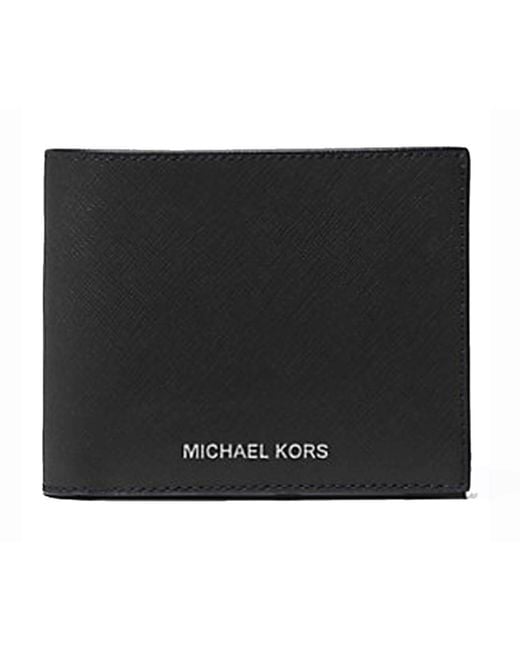 Michael Kors Black Harrison Saffiano Leather Billfold Wallet With Passcase No Box Included for men