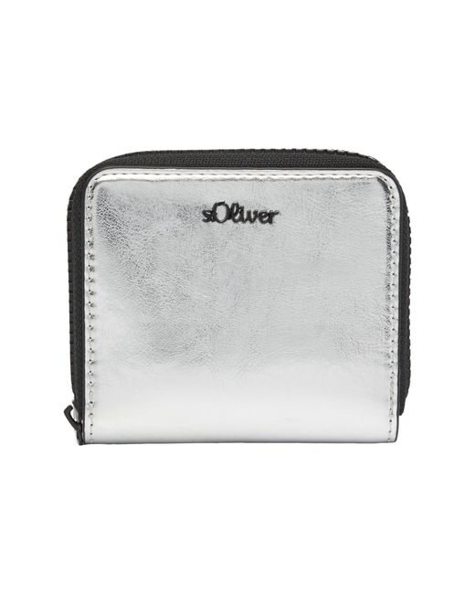 S.oliver Gray Portemonnaie in Metallic-Optik silber 1