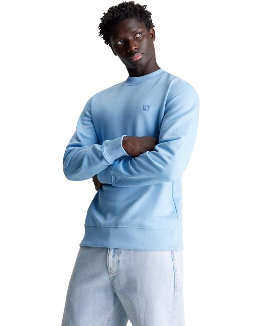 Calvin Klein Blue Sweatshirt Badge Crew Neck No Hood for men