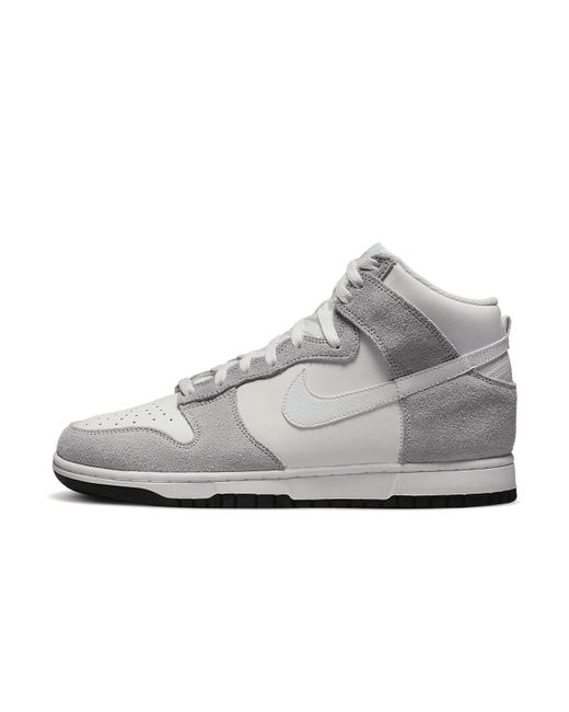 Nike Gray Dunk High Retro Trainers Sneakers Leather Shoes Dz4515 for men