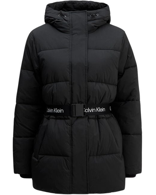 Calvin Klein Jeans Vrouwen Belted Midweight Puffer Lv047d507g Jassen in het Black