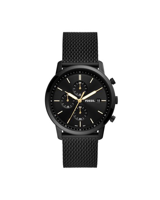 Fossil Minimalist Quartz Stainless Steel Mesh Chronograph Watch in