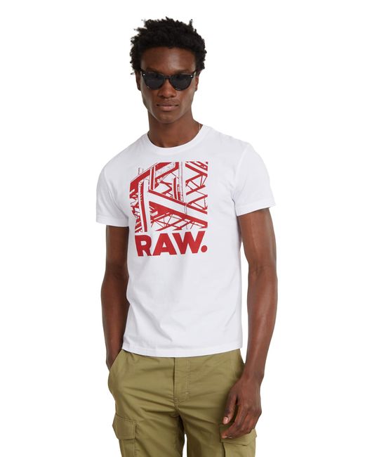 G-Star RAW White Raw Construction R T T-shirt for men