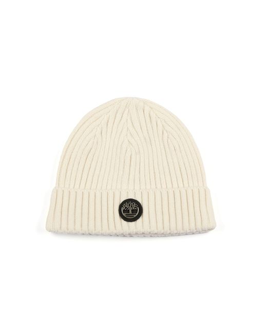 Timberland Natural Ribbed Watch Cap With Logo Plate for men