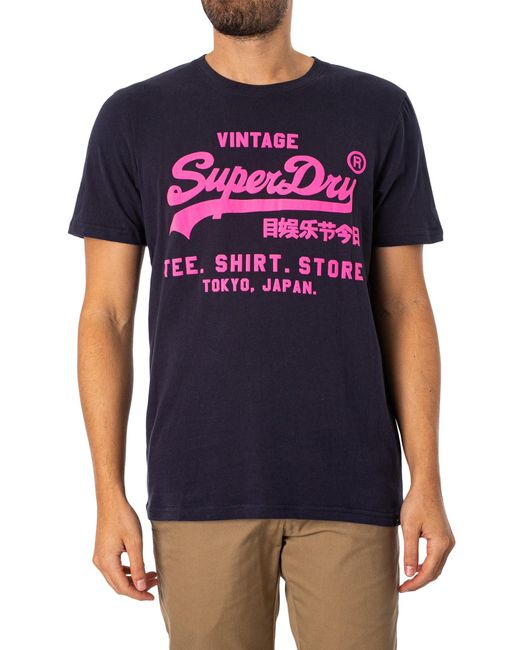 Superdry Neon Vl C1-Bedrucktes T-Shirt in Blue für Herren