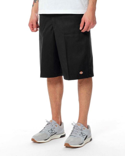 Dickies Black Mens 13 Inch Loose Fit Multi-pocket Work Flat Front Shorts for men