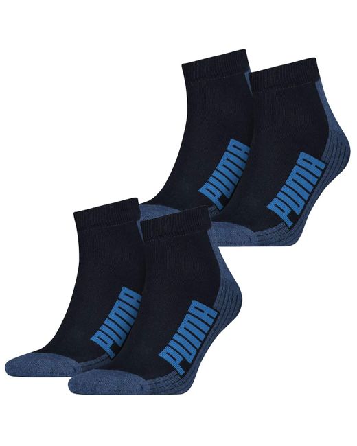 PUMA Bwt Cushioned Kushioned Quarter Sokken 4 Pack Zwart Wit Blauw Roze 35-38 39-42 43-46 83% Katoen in het Blue