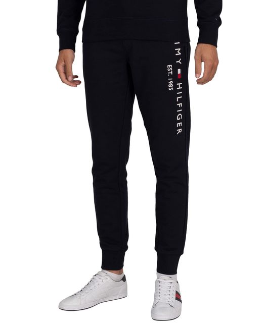 Pantalon De Jogging Tommy Logo Sweatpants Coton Tommy Hilfiger pour homme en coloris Black