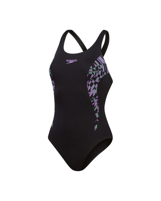 Speedo Black S Placement Muscleback Swimming Costume True Navy Sweet Purple Harlequin Green