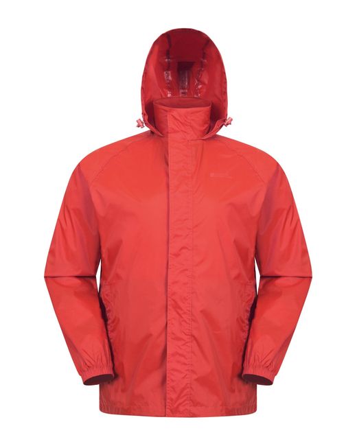 Mountain Warehouse Red Pakka Mens Waterproof Packable Jacket - Isodry, Lightweight & Breathable Raincoat With Taped Seams & Packaway for men