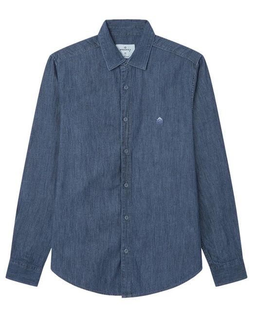 Reconsider Denim Basic LS Custom FIT Shirt with Embroidery Logo Camisa Springfield de hombre de color Blue
