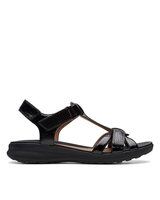 Clarks Un Adorn Vibe Patent Sandals In Wide Fit Size 5 Black