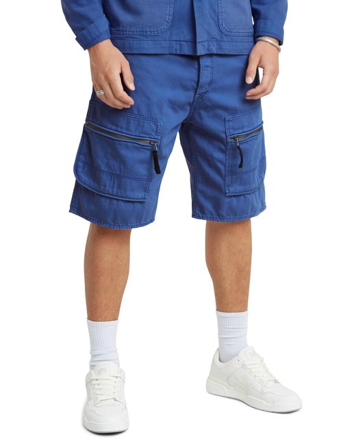 G-Star RAW Blue Denim Cargo Loose Shorts for men