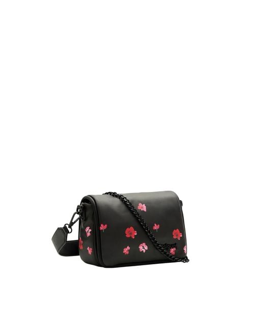 Desigual Black S Padded Floral Crossbody Bag