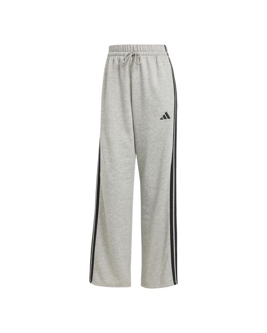 Adidas Essentials 3-stripes Open Hem Fleece Pants in het Gray