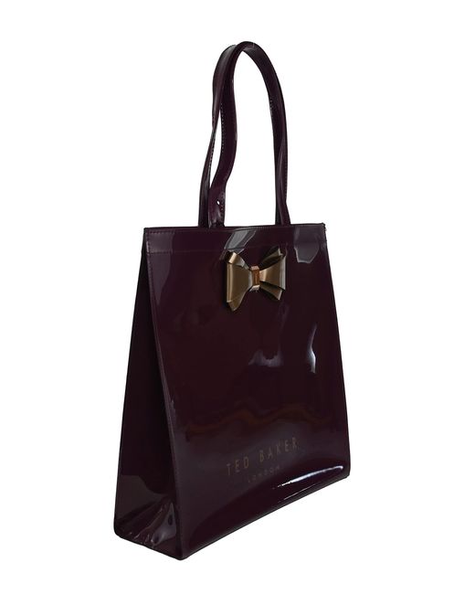 Ted Baker Red London Plain Bow Icon Large Shopper Bag Alacon In Ox Blood