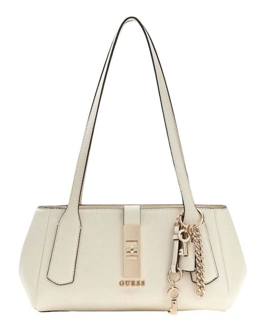 Guess Natural Schultertasche Brooke Shoulder Satchel Bag Cream White creme