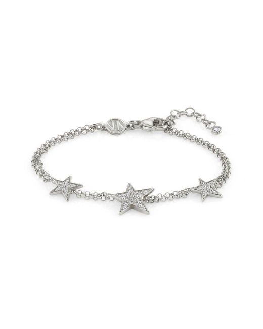 Nomination Metallic Bracelet Stella Collection In 925 Sterling Silver And Cubic Zirconia. Double Chain