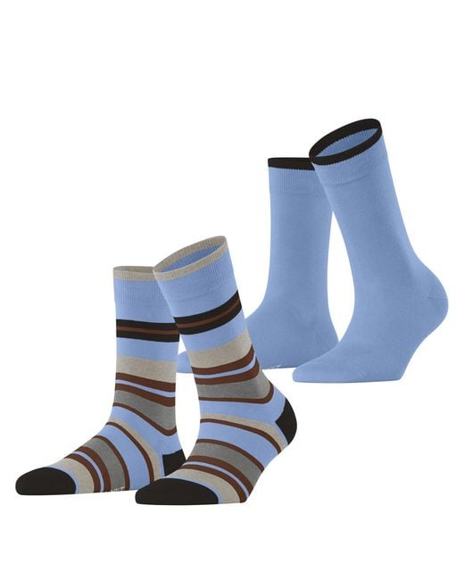 Esprit Blue Retro Stripe Multipack W So Cotton Patterned 2 Pairs Socks