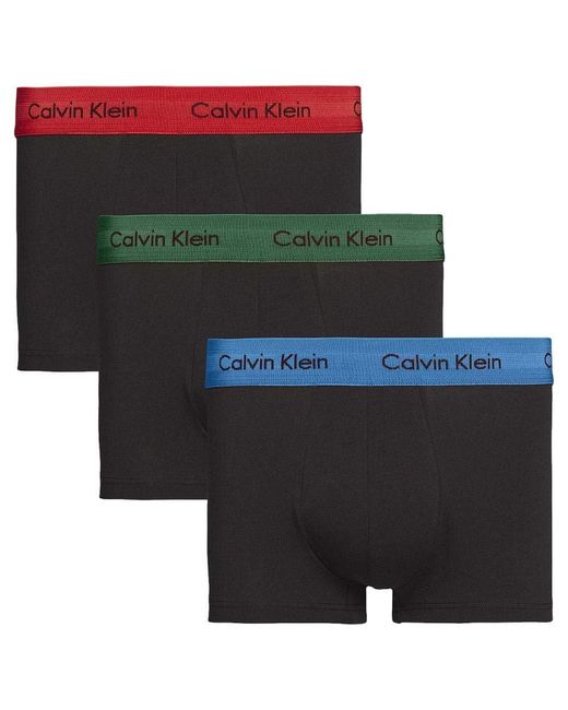 Low Rise Trunk 3pk Boxer di Calvin Klein in Green da Uomo