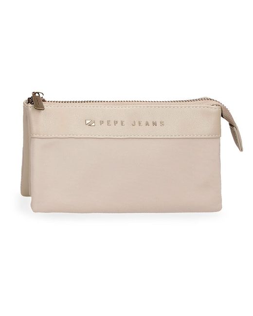 Pepe Jeans Natural Morgan Three Compartment Wallet Beige 17.5x9.5x2cm Polyester And Pu By Joumma Bags