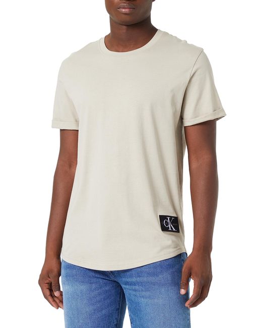 Calvin Klein Natural Short-sleeve T-shirt Badge Turn Up Crew Neck for men