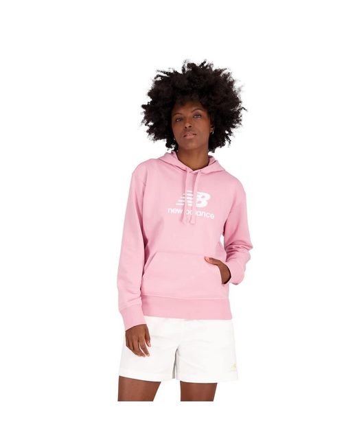 Essentials Sweat à capuche en tissu éponge avec logo empilé pour femme New Balance en coloris Pink