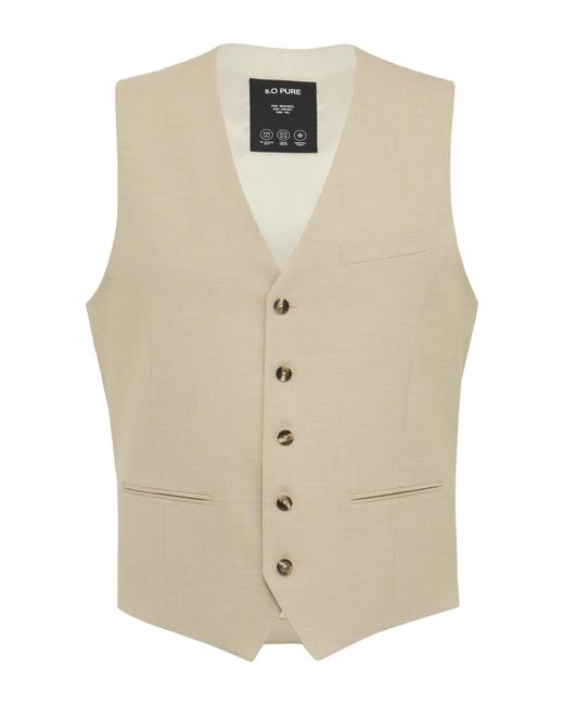 S.oliver S.O Pure: Anzug-Weste mit feiner Webstruktur helles beige 54 in Natural für Herren