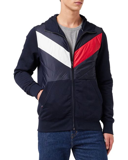 tommy hilfiger mixed media hooded zip through