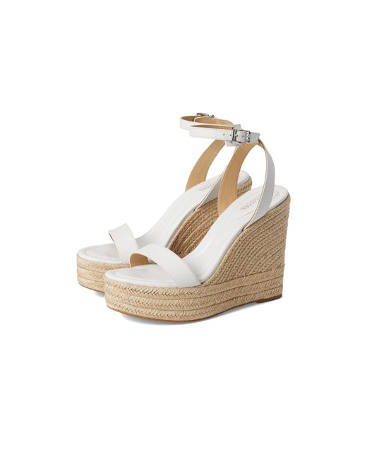 MICHAEL Michael Kors White Leighton Wedge Shoes, Leather