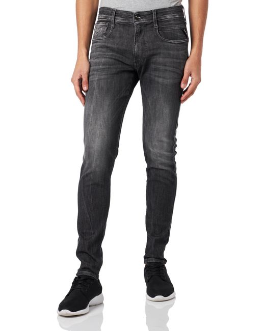 Replay Black Bronny Slim-fit Aged Jeans With Stretch for men