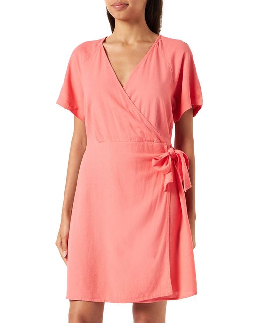 Vmmymilo SS Wide Wrap Short Dress Wvn Ga Vestito a Portafoglio di Vero Moda in Pink