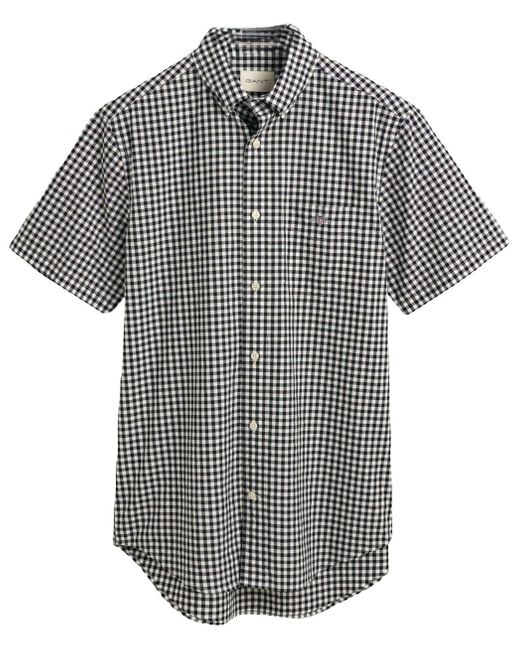 Gant Gray Reg Poplin Gingham Ss Shirt for men