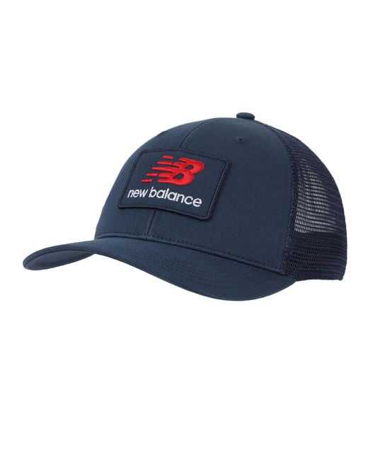 New Balance Blue , Nb Stacked Patch Logo Trucker, Casual Mesh Cap, Nb Navy