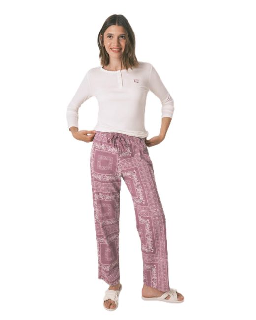 Pijama de ga Pantalón Largo Colección Daily Rose Women'secret de color Red