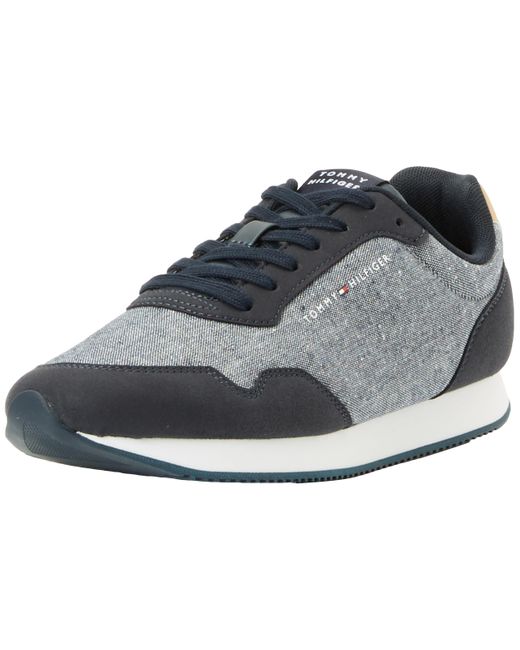 Tommy Hilfiger Black Lo Runner Mix Chambray Sneaker for men