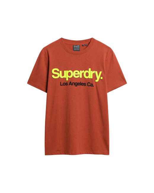 Superdry Klassisches Core T-Shirt mit Logo und Waschung Arizona Orange Gesprenkelt XXXL in Red für Herren