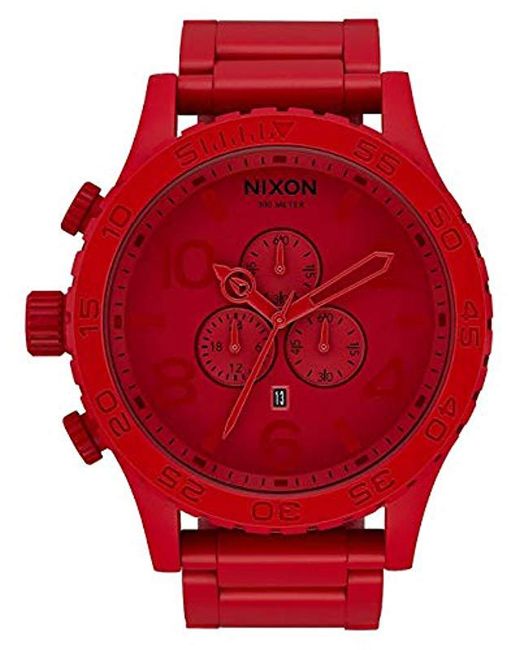 Nixon Red 51-30 Chrono. 100m Water Resistant 's Watch (xl 51mm Watch Face/ 25mm Stainless Steel Band) for men