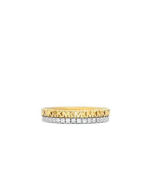 Michael Kors Metallic 14k Gold-plated Two-tone Sterling Silver Monogram Band Ring