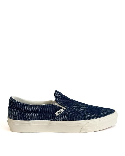 Sneaker Classic Slip-On Denim Check Navy di Vans in Blue