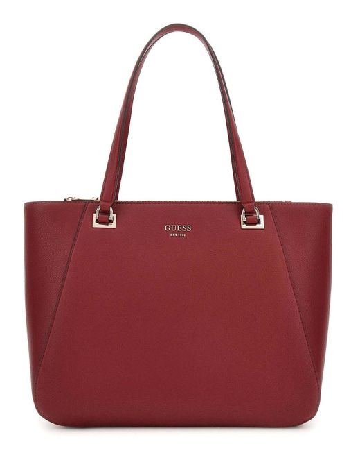 Sac à épaule sac shopper pour ordinateur portable Calebra Tote Rust Red rouge foncé Guess