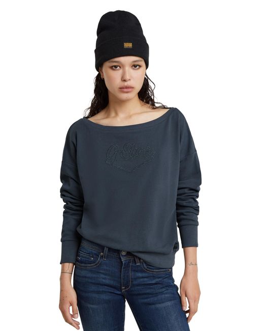 G-Star RAW Blue Boat Neck Loose Sw Wmn Sweater