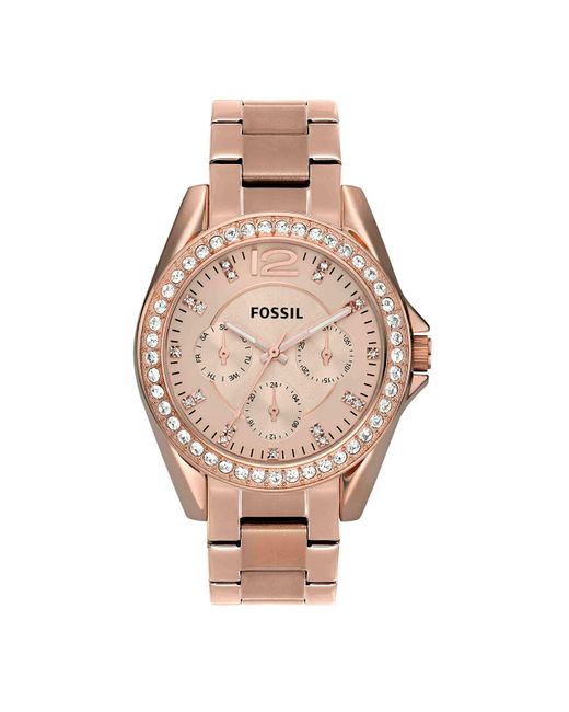 Fossil Pink Riley Quartz Stainless Steel Multifunction Watch