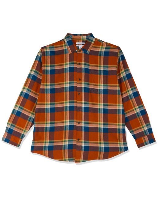 Amazon Essentials Orange Long-sleeve Flannel Shirt for men