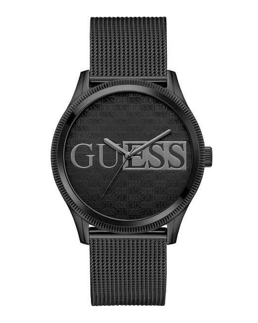 Guess Black Analog Stainless Steel Mesh Watch